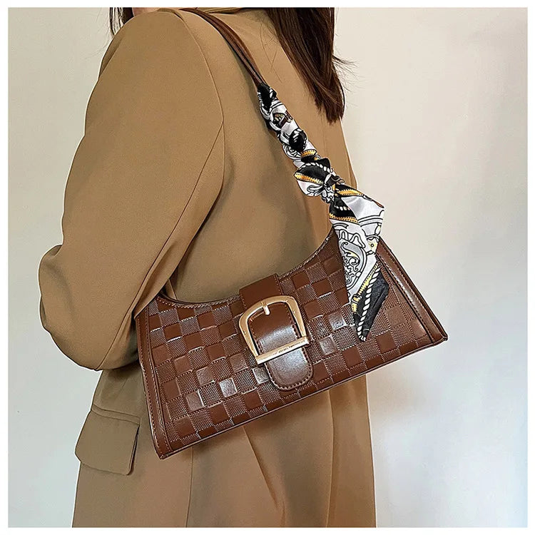 Plaid Quilted Crossbody Handbag