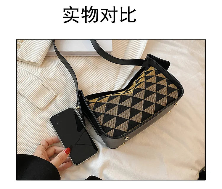 Plaid Shoulder Crossbody Handbag Quilted Women's Bag