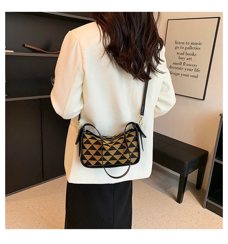 Plaid Shoulder Crossbody Handbag Quilted Women's Bag