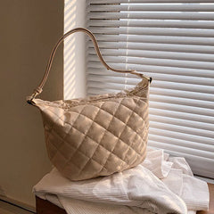Plaid Quilted Women's Shoulder Bag SimpleHandbag Large Square Crossbody Bag