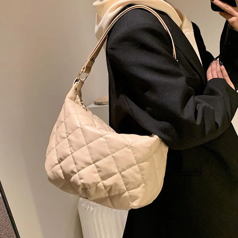 Plaid Quilted Women's Shoulder Bag SimpleHandbag Large Square Crossbody Bag
