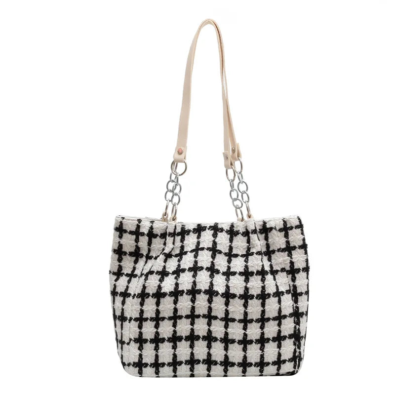 Plaid Quilted Women's Shoulder Bag Wool Crossbody Bag Handbag