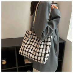 Plaid Quilted Women's Shoulder Bag Wool Crossbody Bag Handbag