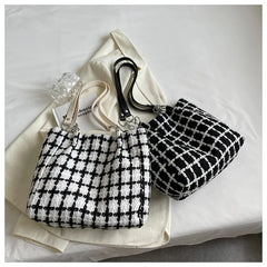 Plaid Quilted Women's Shoulder Bag Wool Crossbody Bag Handbag