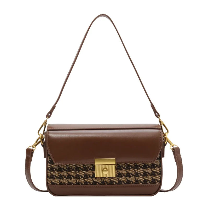 Women's Lock Crossbody Bag Flap Handbag
