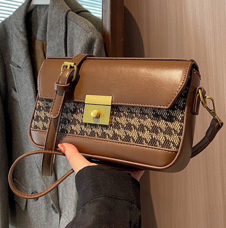 Women's Lock Crossbody Bag Flap Handbag
