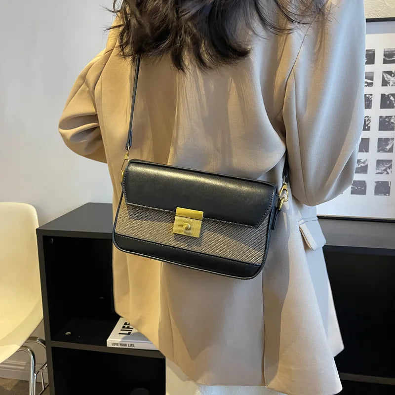 Women's Lock Crossbody Bag Flap Handbag