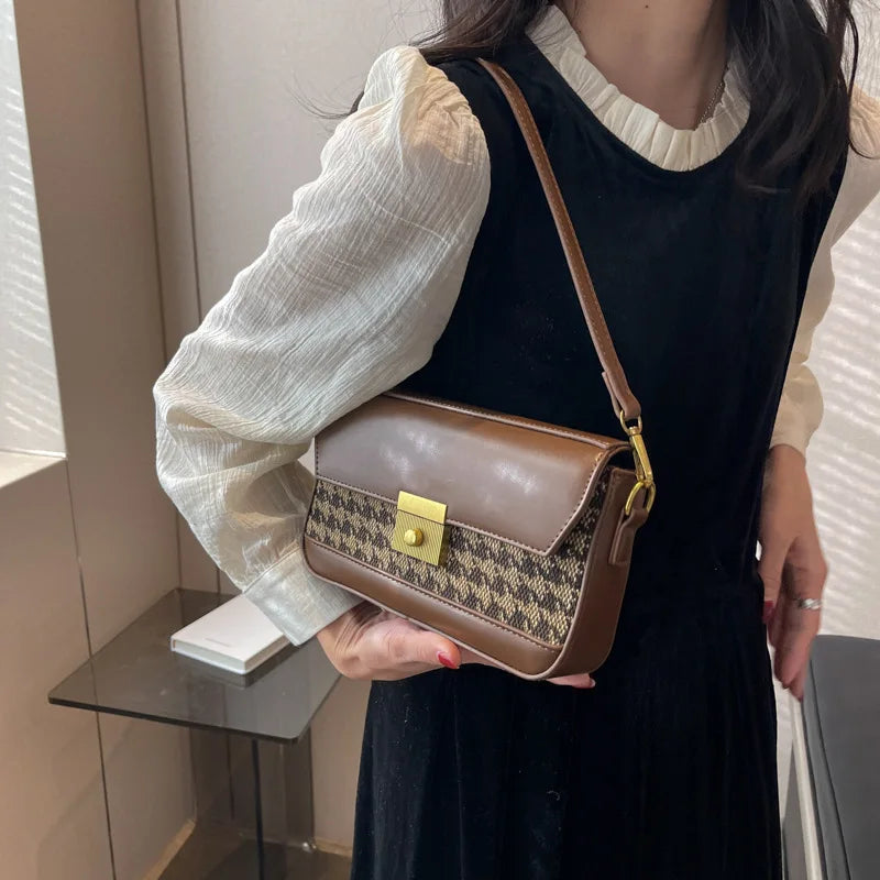 Women's Lock Crossbody Bag Flap Handbag