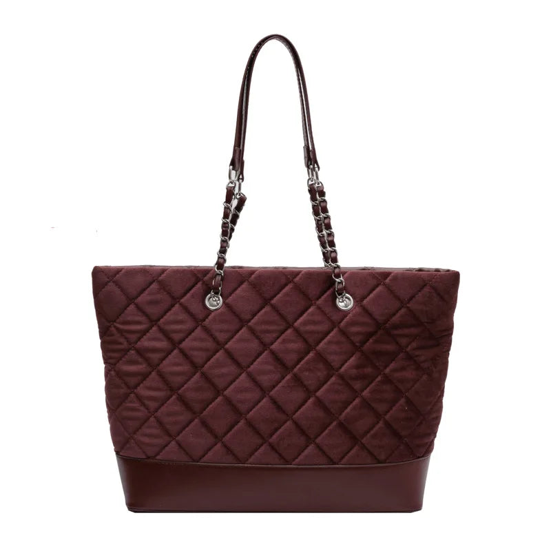 Quilted Padding Women's Shoulder Bag Chain Crossbody Bag Large Flap Handbag