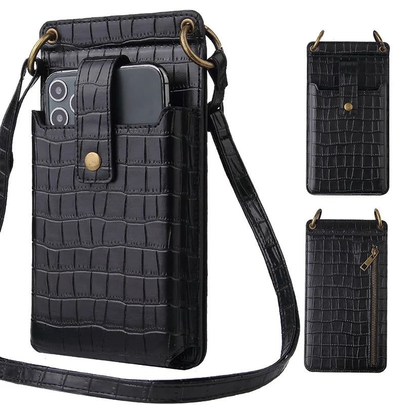 Stone Pattern PU Leather Shoulder Phone Bag for Women