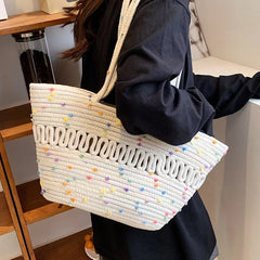 Straw Flower Crossbody Shoulder Bag Bucket Handbag