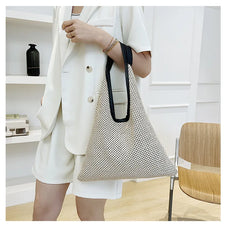 Straw Women's Crossbody Bag Half Moon Handbag