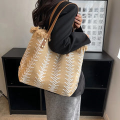 Straw Women's Shoulder Bag Crossbody Large Flap Handbag