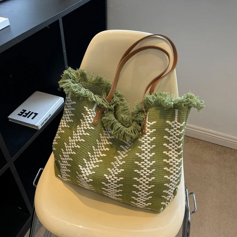 Straw Women's Shoulder Bag Crossbody Large Flap Handbag