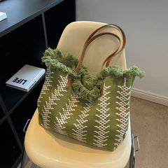 Straw Women's Shoulder Bag Crossbody Large Flap Handbag