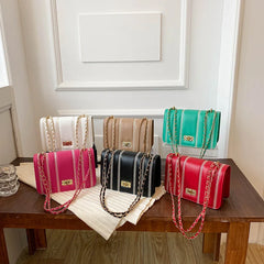 Stripe Printed Women's Shoulder Bag Chain Crossbody Bag