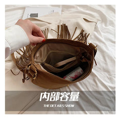 Suede Shoulder Bag Retro Lock Crossbody Handbag