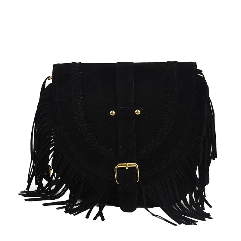 Suede Shoulder Bag Retro Lock Crossbody Handbag