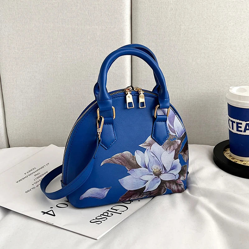 Flower Printed Shoulder Bag Tote Crossbody Handbag