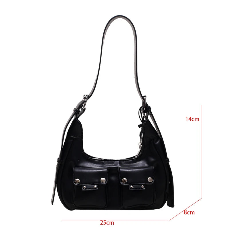 Motorc Style Half Moon Underarm Shoulder Bag
