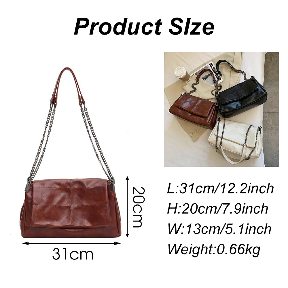 Women's Winter Tote Bag Shoulder Handbag High Leather Large Capacity