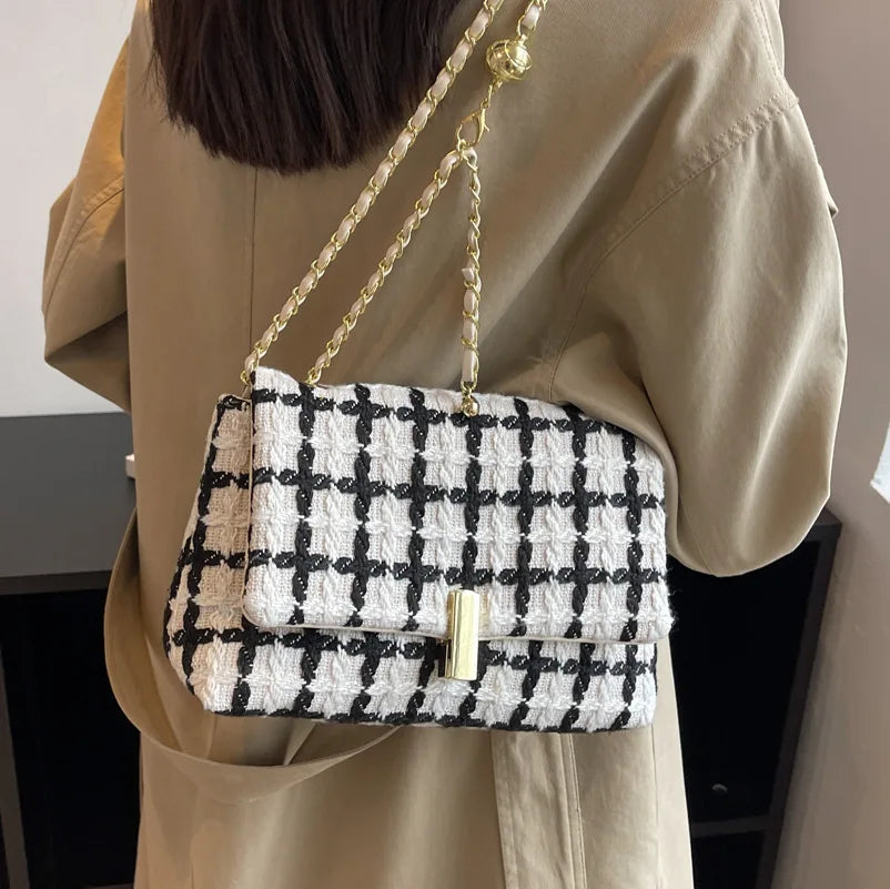 Wool Women's Shoulder Bag Chain Crossbody Bag Flap Handbag