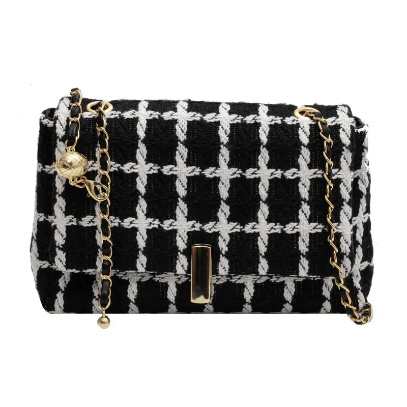 Wool Women's Shoulder Bag Chain Crossbody Bag Flap Handbag