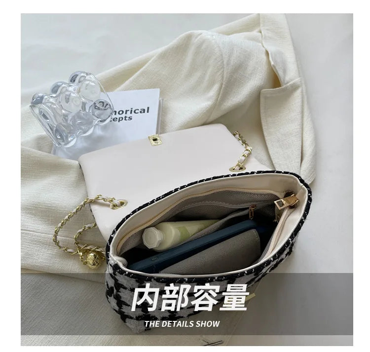 Wool Women's Shoulder Bag Chain Crossbody Bag Flap Handbag