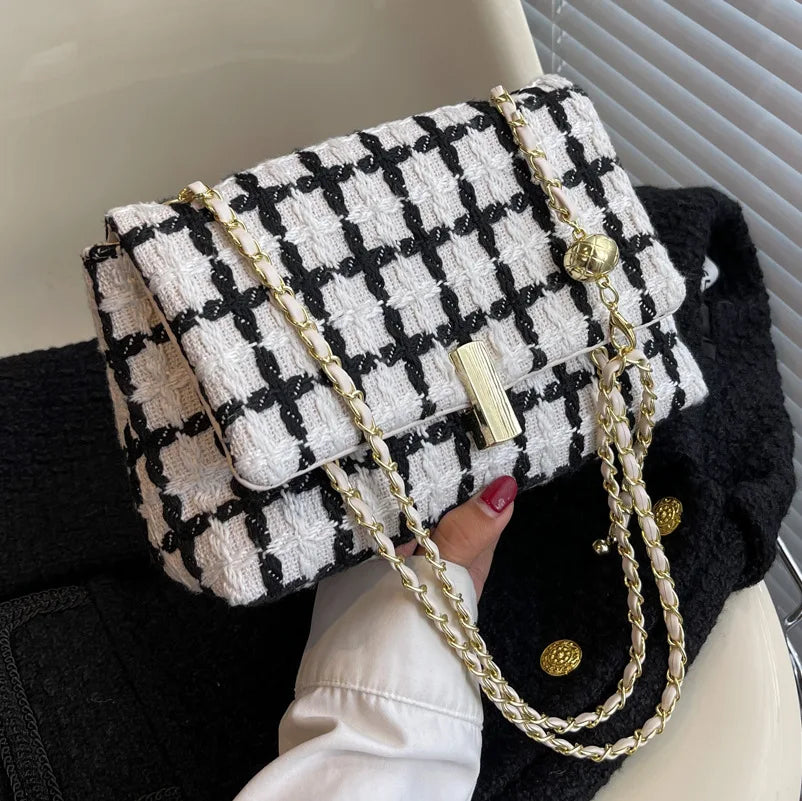 Wool Women's Shoulder Bag Chain Crossbody Bag Flap Handbag
