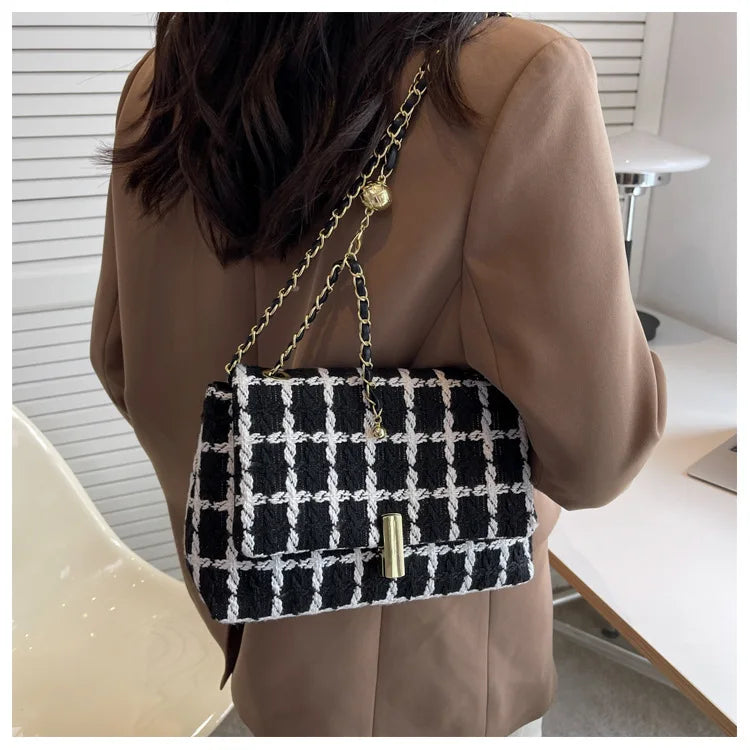 Wool Women's Shoulder Bag Chain Crossbody Bag Flap Handbag