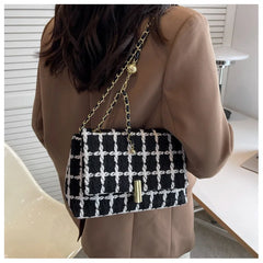 Wool Women's Shoulder Bag Chain Crossbody Bag Flap Handbag