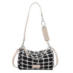 Plaid Quilted Crossbody Bag with Chain Strap