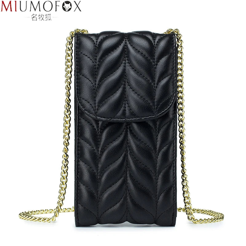 Diamond Lattice Wallet Mini Shoulder Bag Chain Mobile Clutch Messenger Bag