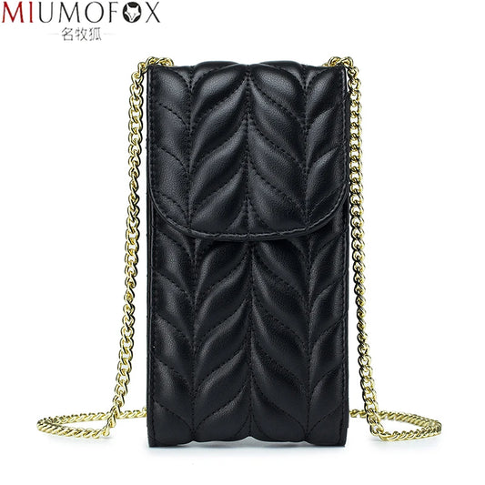 Diamond Lattice Wallet Mini Shoulder Bag Chain Mobile Clutch Messenger Bag
