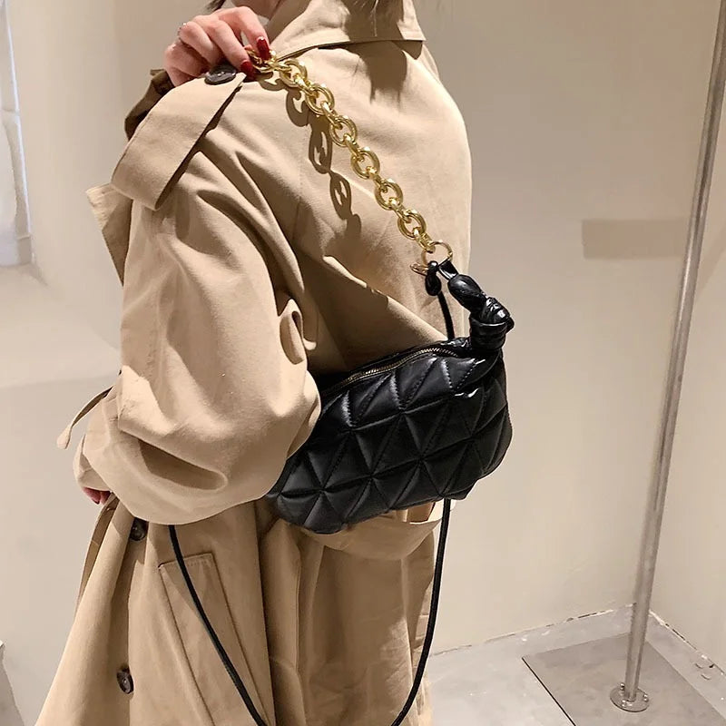Embroidery Thread Women's Shoulder Bag Thick Chain Handbag