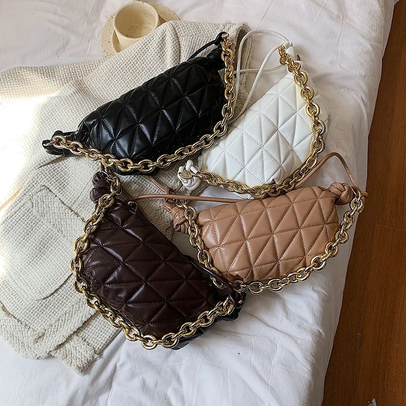 Embroidery Thread Women's Shoulder Bag Thick Chain Handbag