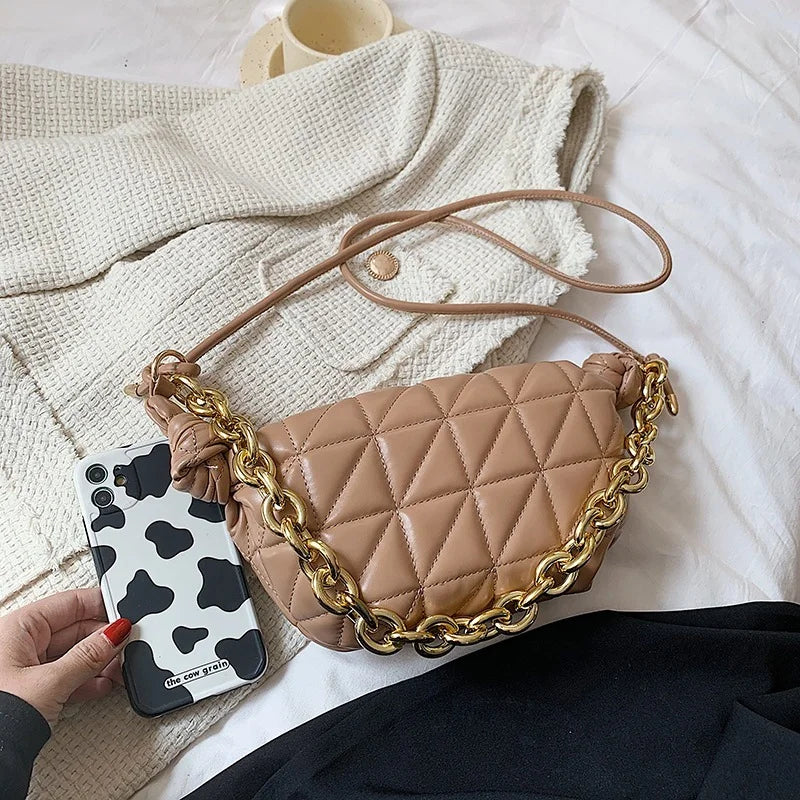 Embroidery Thread Women's Shoulder Bag Thick Chain Handbag
