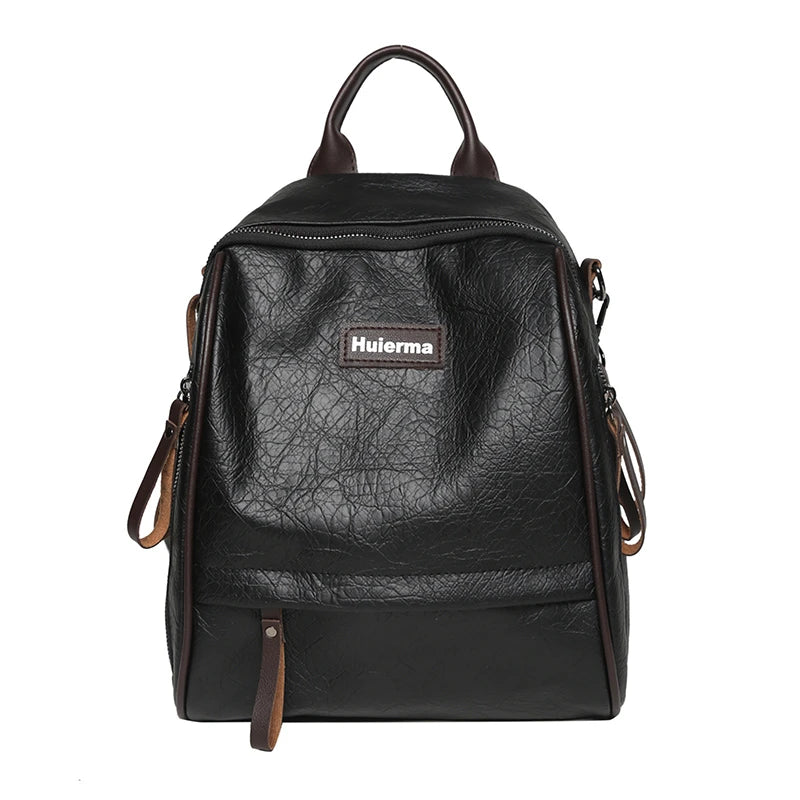 Women's PU Leather Backpack Soft Brown Satchel