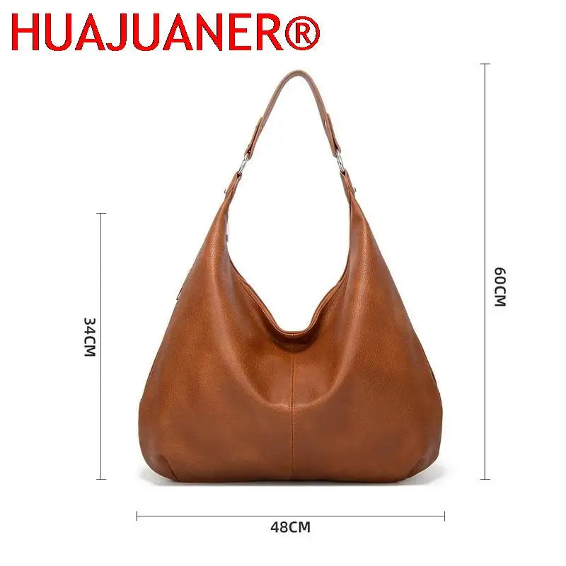 Vintage Leather Women Shoulder Bag European Style Ladies Casual Handbags