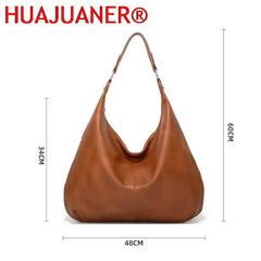 Vintage Leather Women Shoulder Bag European Style Ladies Casual Handbags