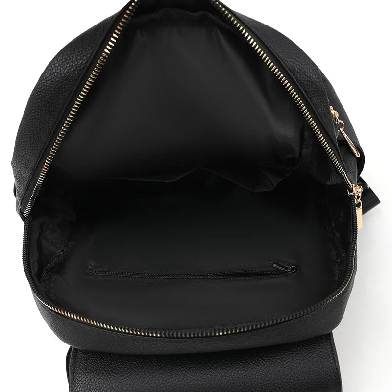 Soft Leather Waterproof Bagpack Preppy Style Student Bags