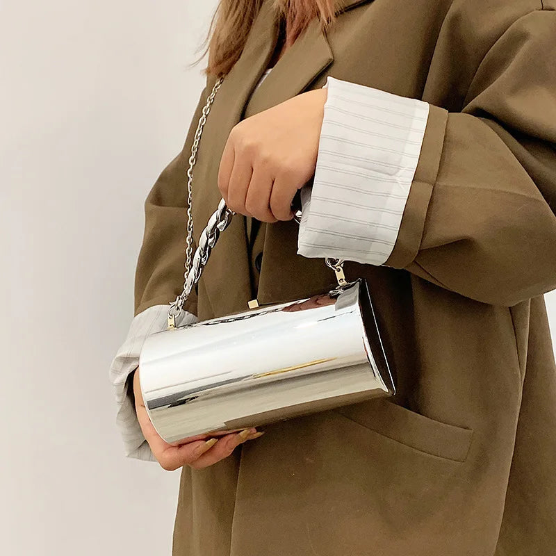 Silver Shoulder Bag for Women Evening Clutch Crossbody Handbag