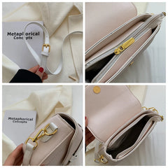 Small Saddle Crossbody Bag PU Leather Shoulder Bag Candy Color