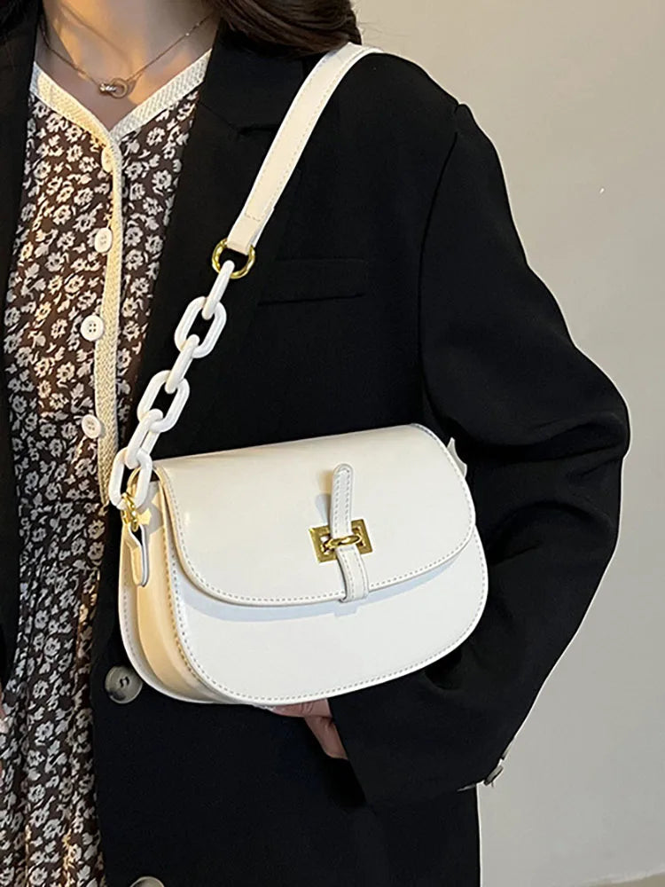 Women's Pu Leather Shoulder Crossbody Bag Chain Underarm