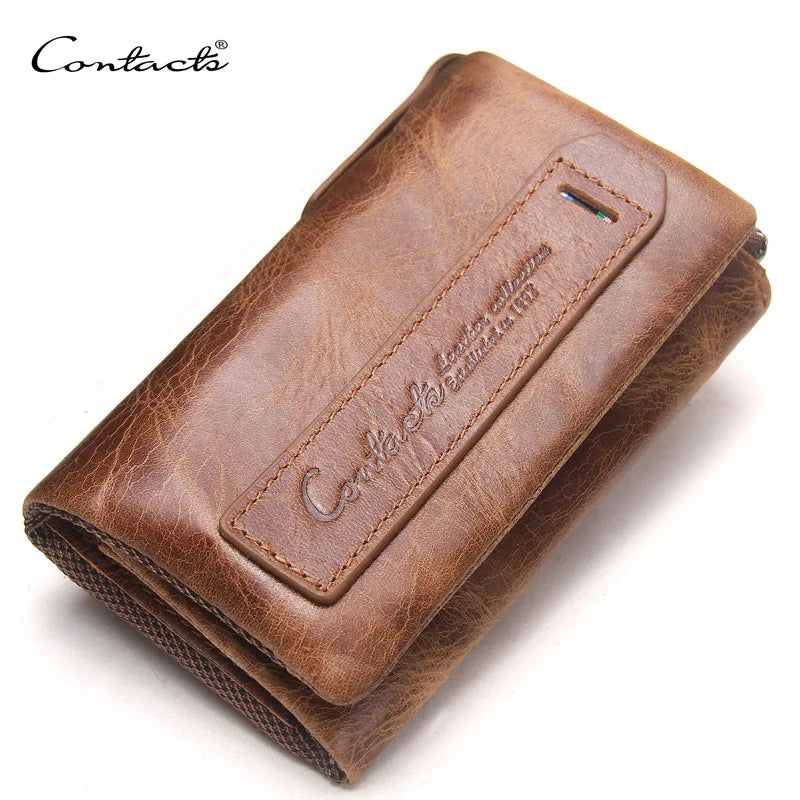 Men Key Wallet Oil wax leather key holder Small Male Purse