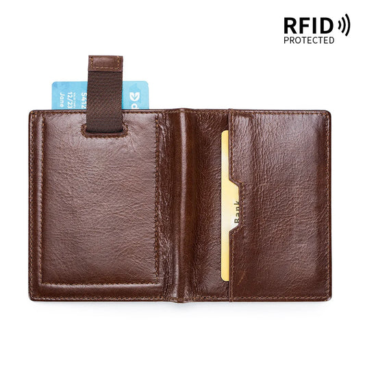 Men Short Wallet Vertical Multi-card Snap Coin Purse Youth Card Bag Cow Clutch