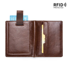 Men Short Wallet Vertical Multi-card Snap Coin Purse Youth Card Bag Cow Clutch