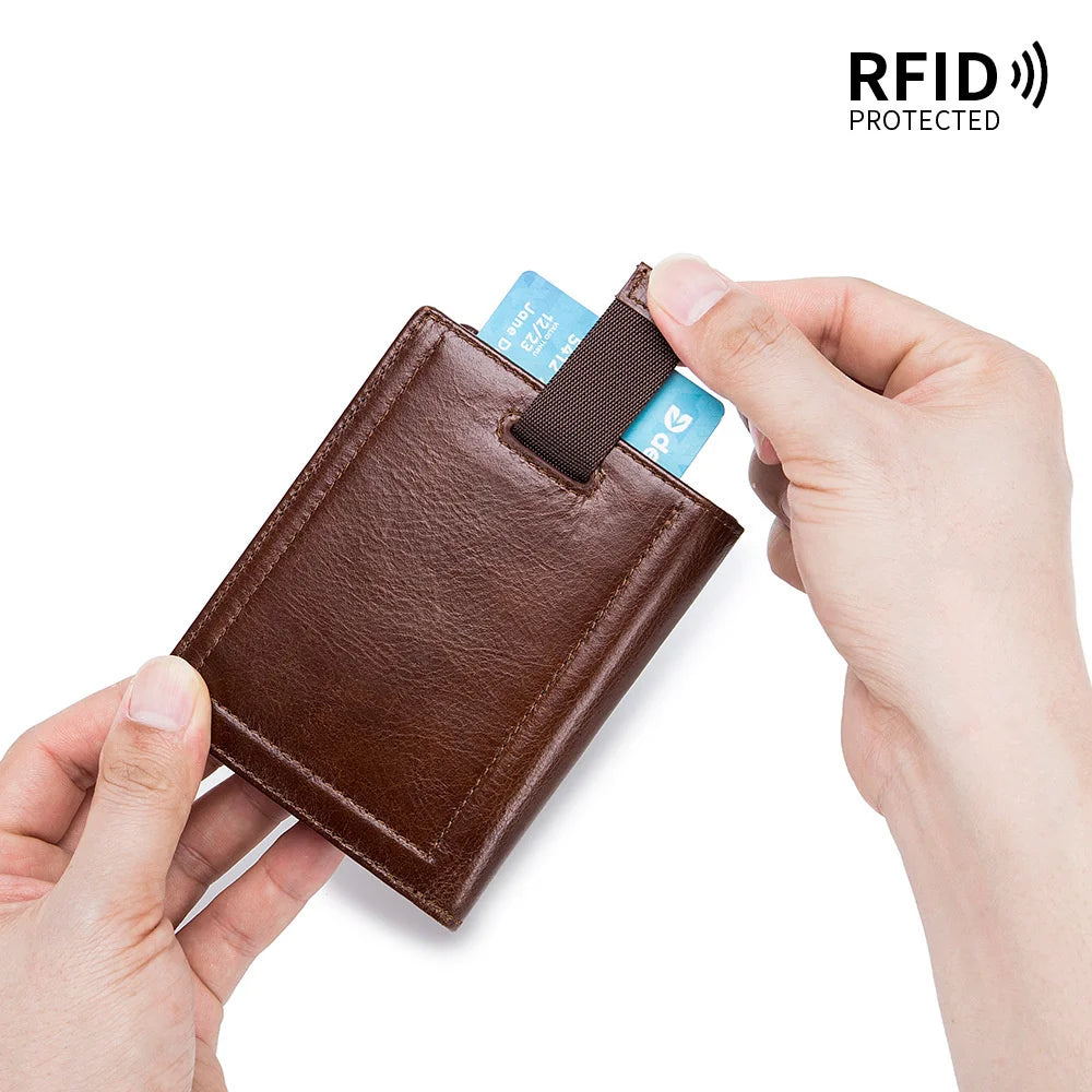 Men Short Wallet Vertical Multi-card Snap Coin Purse Youth Card Bag Cow Clutch