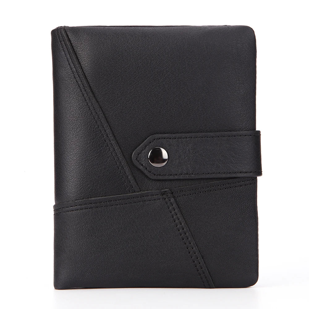 Vintage Cow Leather Wallet Short Splicing Wallet for Men and Women