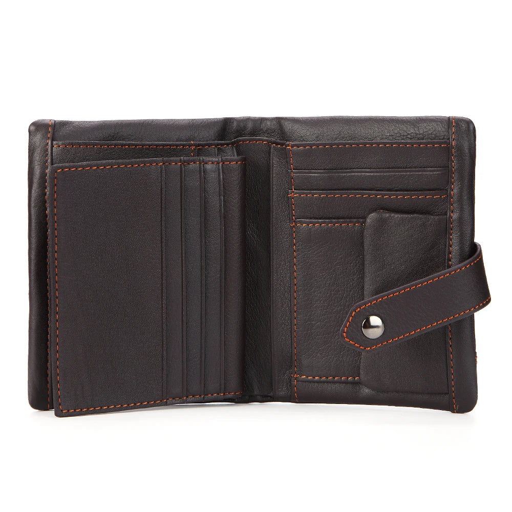 Vintage Cow Leather Wallet Short Splicing Wallet for Men and Women